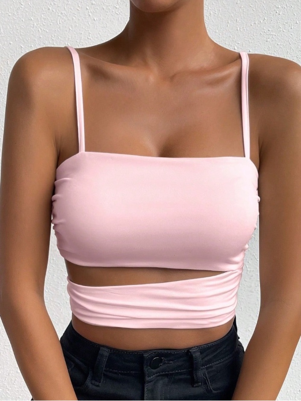 Shein Women’s Pink Strappy Cutout Crop Top